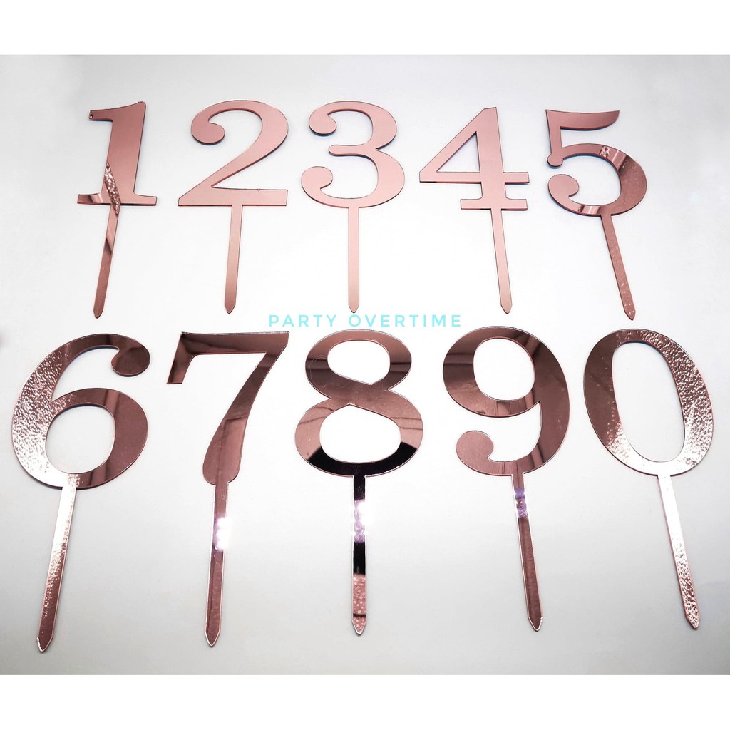 Rose Gold Acrylic Number Cake Topper Single Digit Party Decor | Shopee ...
