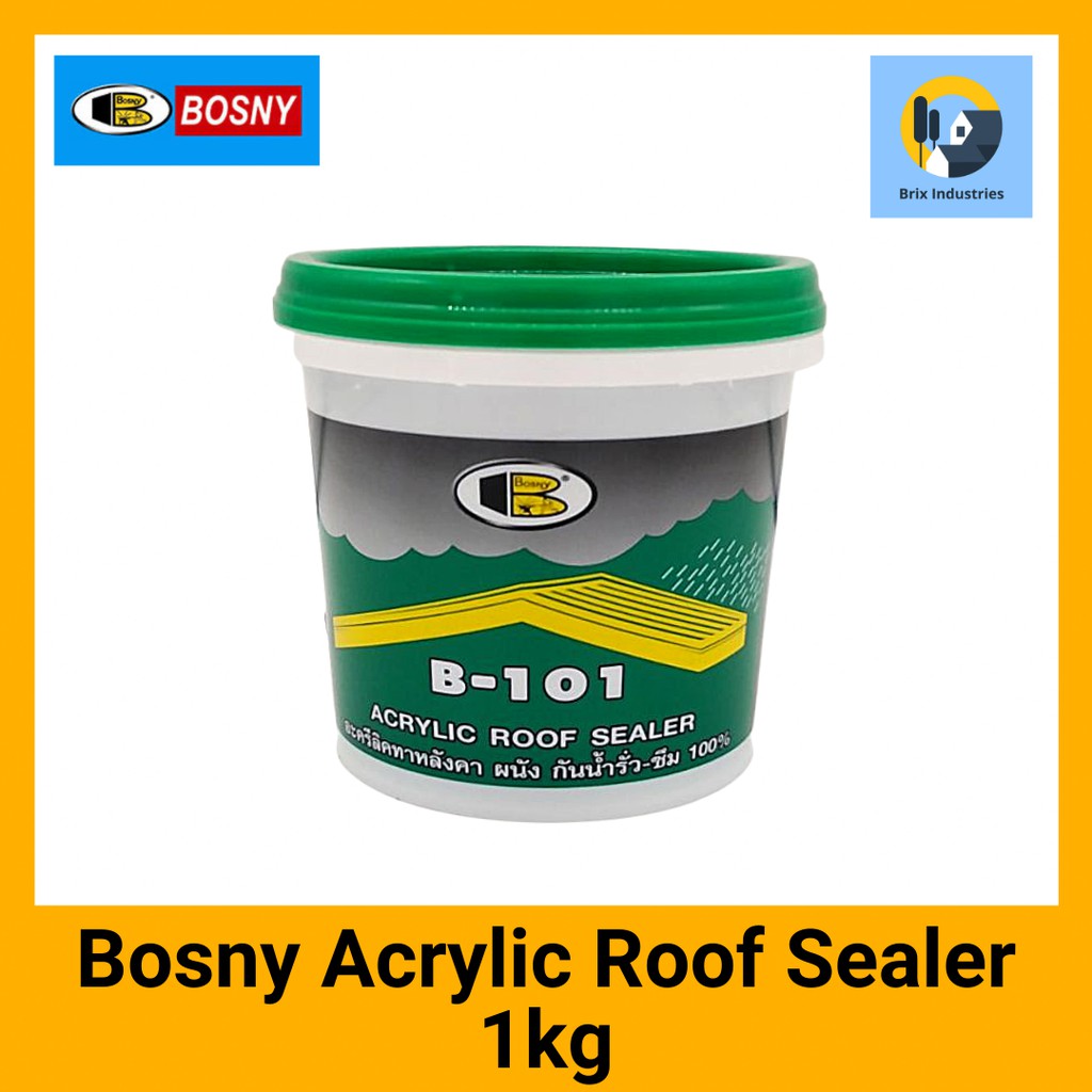 Bosny Acrylic Roof Sealer 1kg White, Primer Grey, Signal Red, Deep