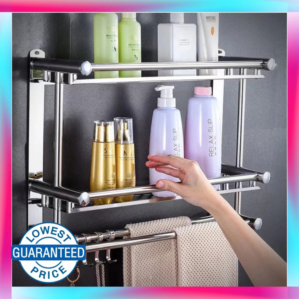 Three-tier bathroom storage storage rack rack towel rack with hook rack ...