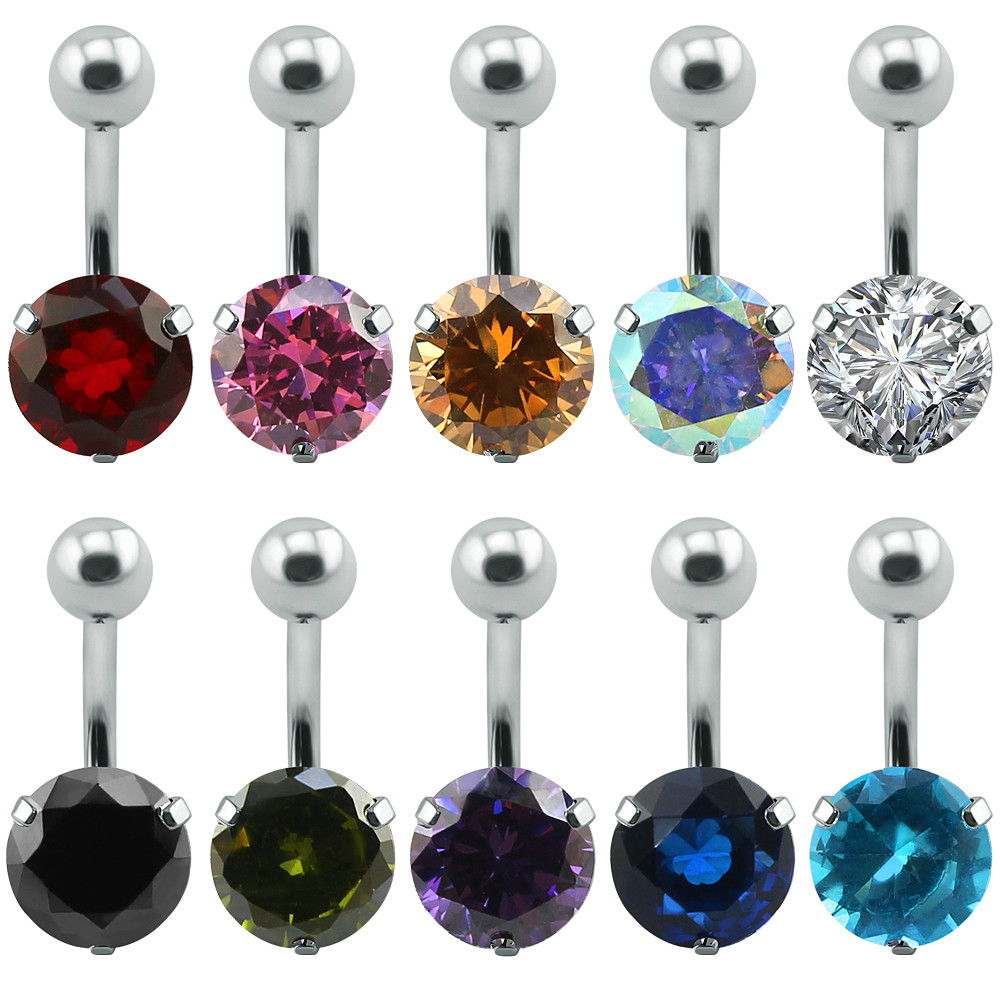 10 Colors Belly Navel Piercings Ctystal Belly Button Rings Anti ...