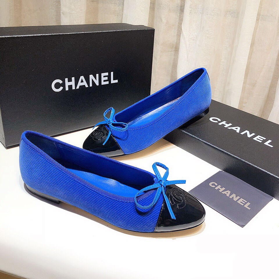 Chanel blue flats hot sale