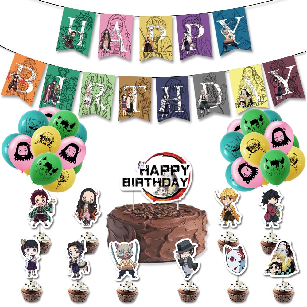 Demon Slayer Balloon Party Set Kimetsu no Yaiba theme Balloons Banner ...