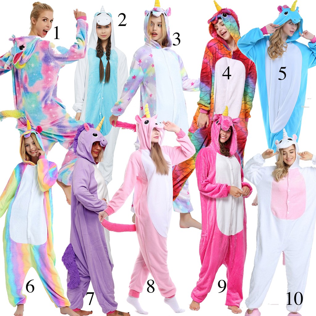 Blue Sky Unicorn Onesie – Kigurumi Pajamas, Unisex Fleece Jumpsuit, Cosplay Costume
