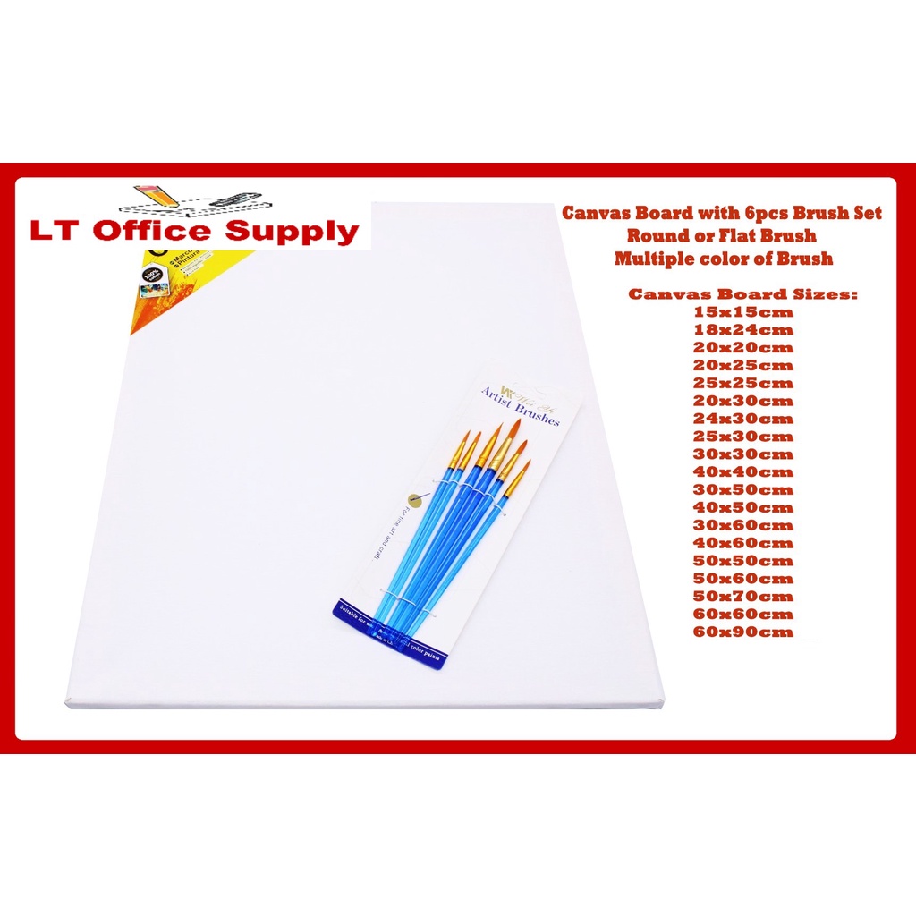 Yipinxuan Primed Canvas Board Frame type with Round Paint brush random