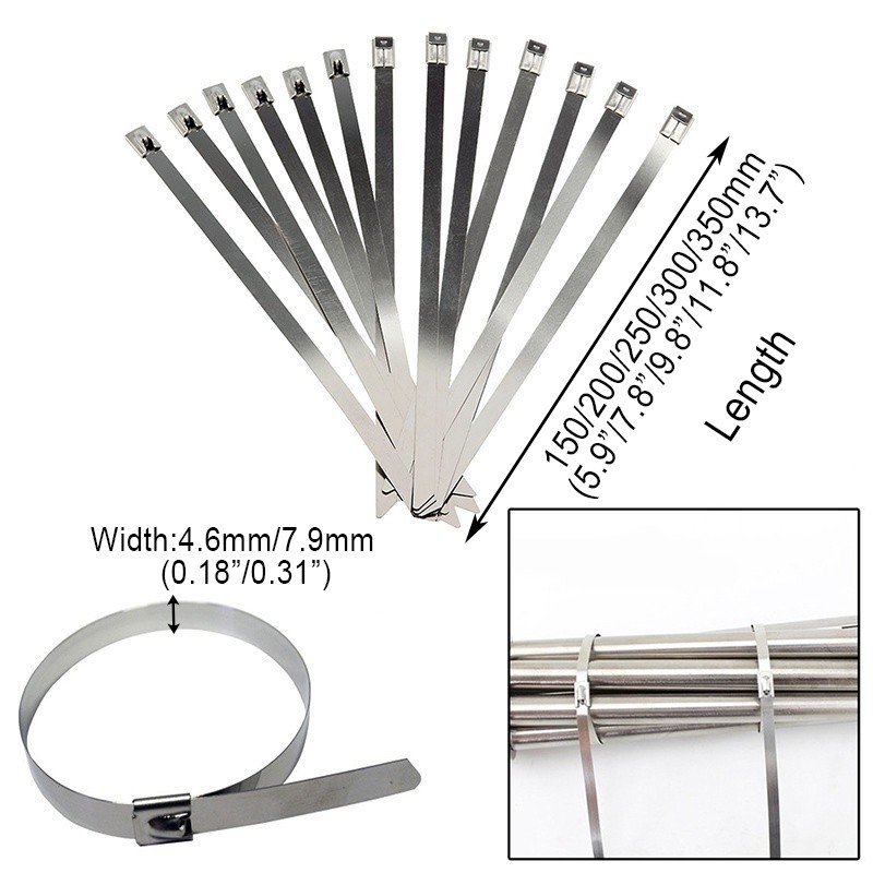 304 Stainless Steel Cable Tie Marine Cable Ties Set Heavy Duty Organizador Cables Large Zip Ties