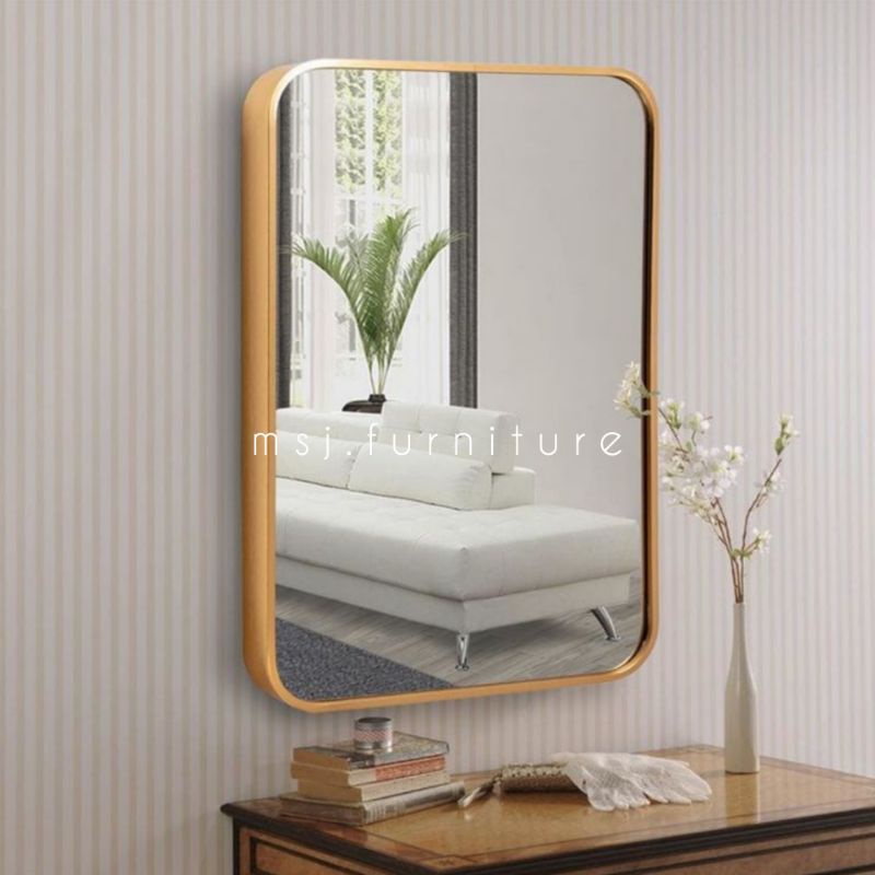 Wall mirror frame/square wall mirror 50x40 teak wood milamic/natural ...