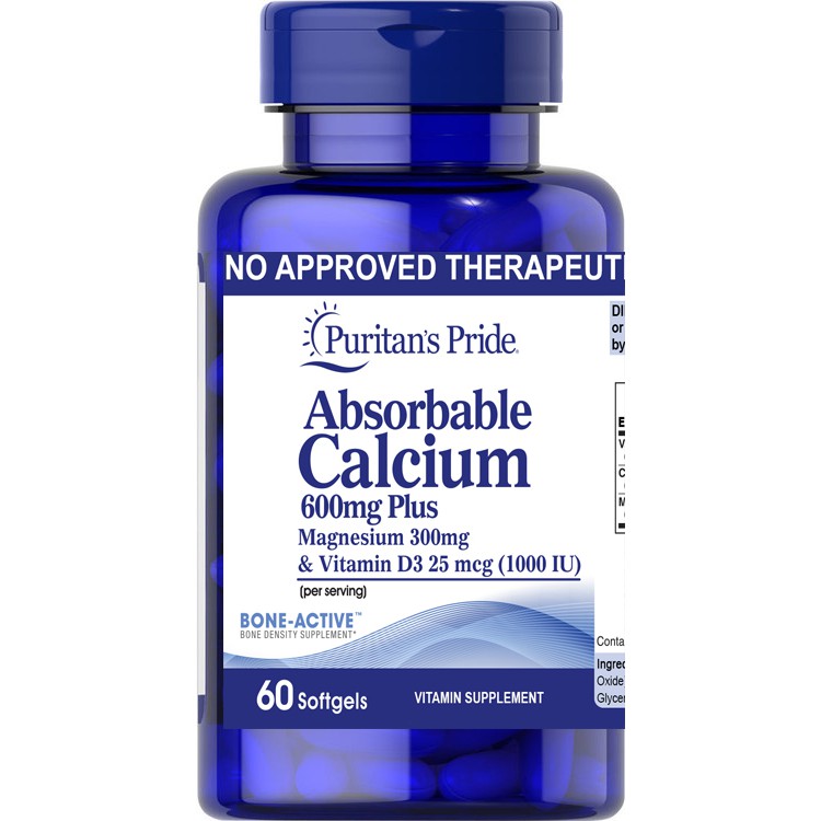 Calcium 600mg + Magnesium 300mg Vit. D3 1000iu 60sg Puritan's Pride ...