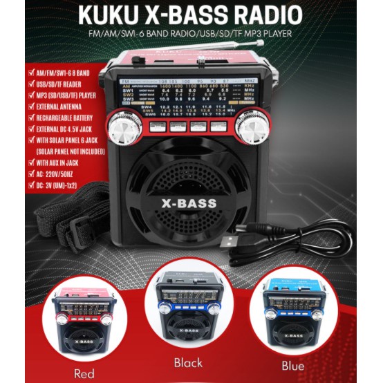 【spot goods】 KUKU FM/AM/SW1 8 Band Transistor Radio Portable