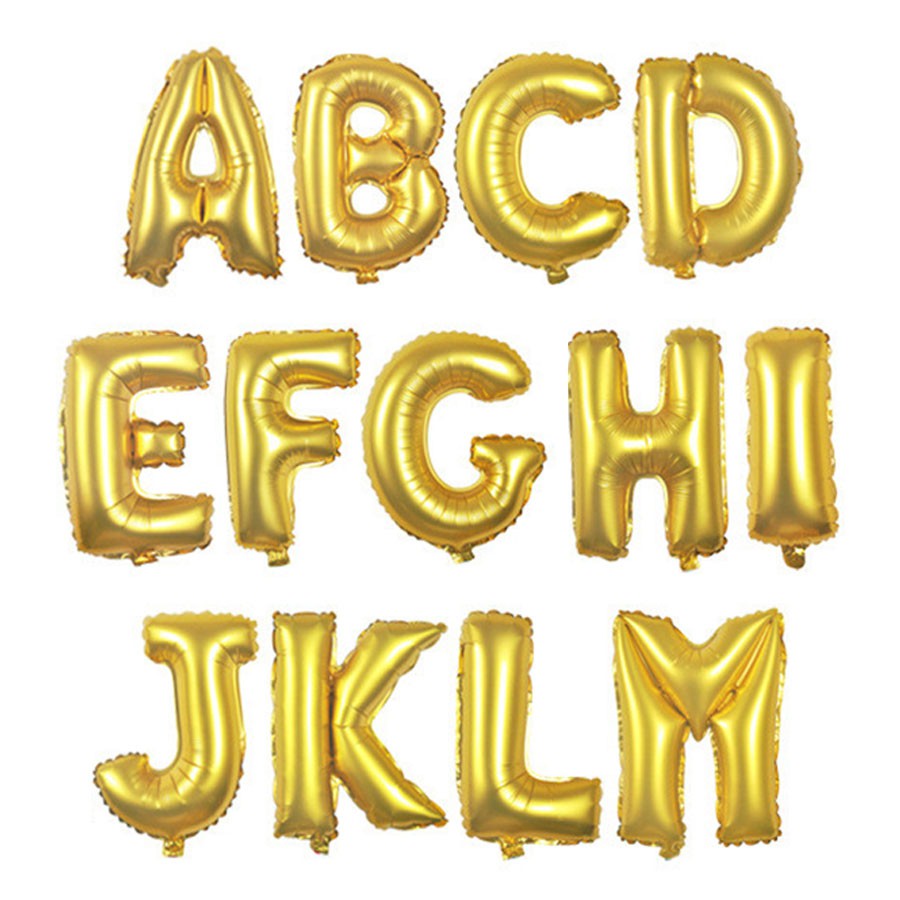 16 Gold Foil Letter Balloons (A to M)