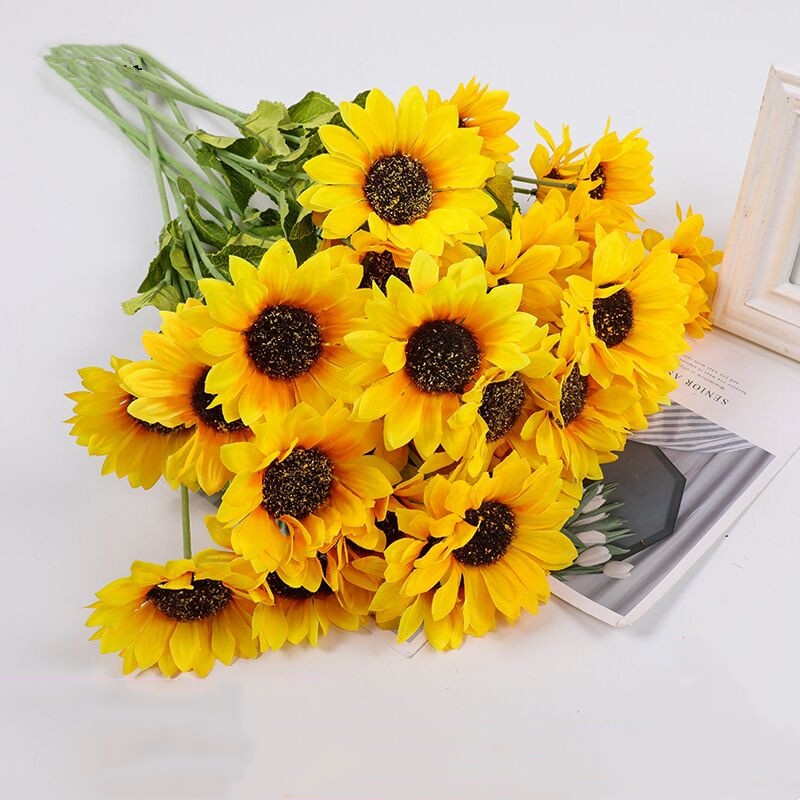 Artificial Flower Sunflower DIY Fake Flower Bouquet Living Room Bedroom ...