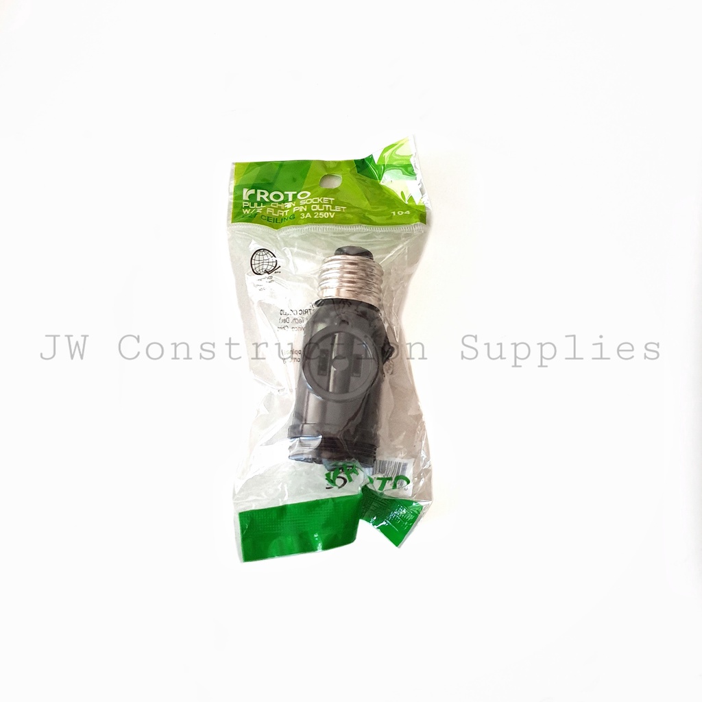 ROTO Pull Chain Socket with 2 Flat Pin Outlet E27 Ceiling 3A 250V ...