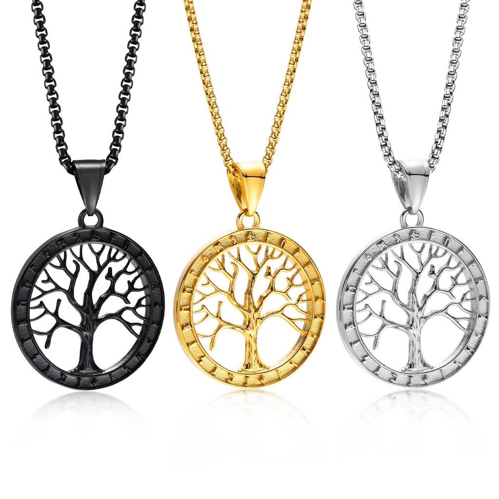 RENYILIN Medical Alert ID Necklace - Stainless Steel Tree Of Life Pendant, 60cm Chain