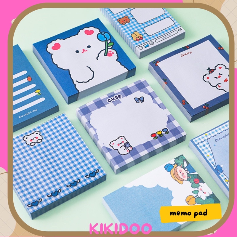 O Sticky Note Blue Girl Ins Memo Pad Blue Cute Cartoon RT43 | Shopee ...