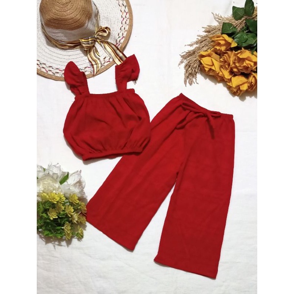 Garterized Crop Top Square Pants Set 3-5 y/o | Shopee Philippines