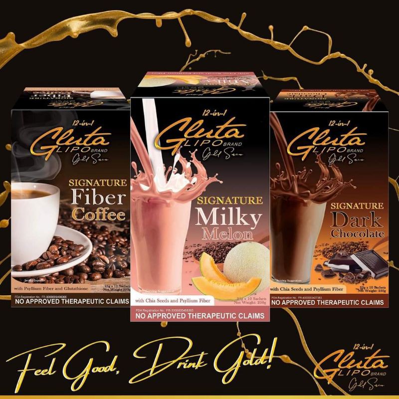 12 in Gluta Lipo Gold Series Signature Fiber Coffee, Milky Melon  Dark  Chocolate Shopee Philippines
