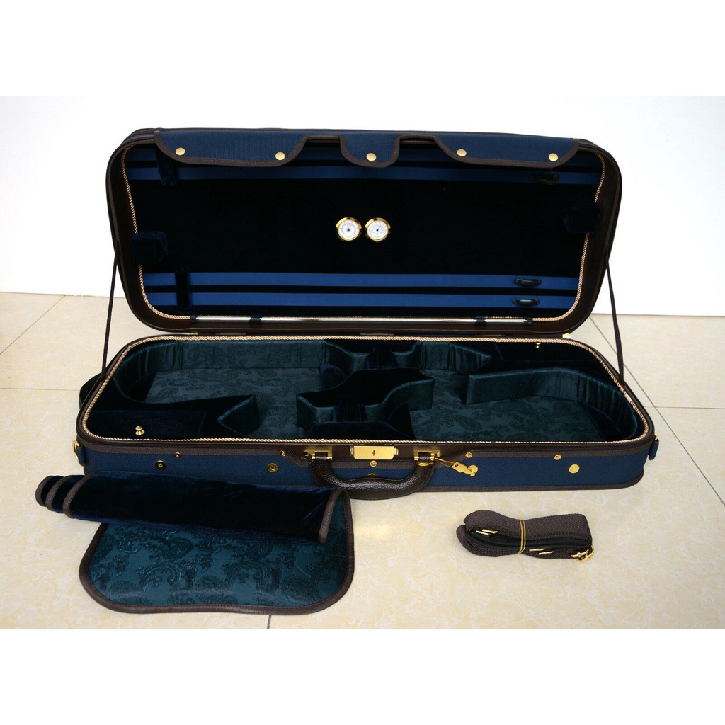 ＞Wooden Double Violin Case for 2 Violins Blue Color for 4/4 Full Size