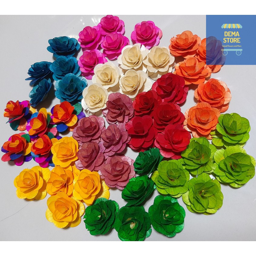 wood flower handmade mini rose (₱6 for 2 pieces | Shopee Philippines