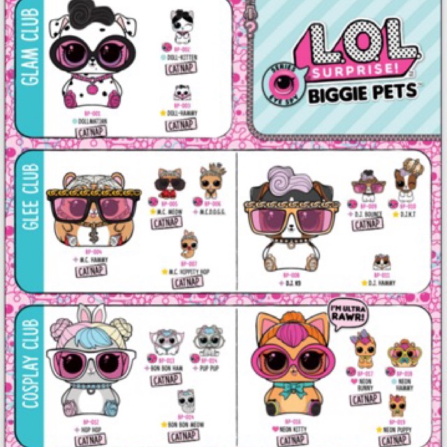 Lol surprise biggie store pets checklist