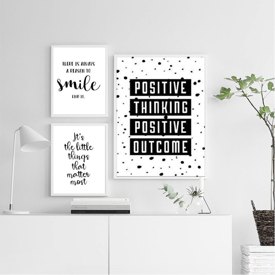 Black and White Inspirational Quote Positive Smile Canvas Painting ...