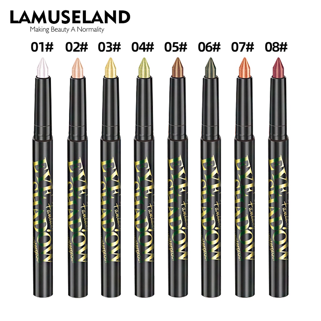 Lamuseland 8 Colors Glitter Highlighter Eyeshadow Pencil Long Lasting