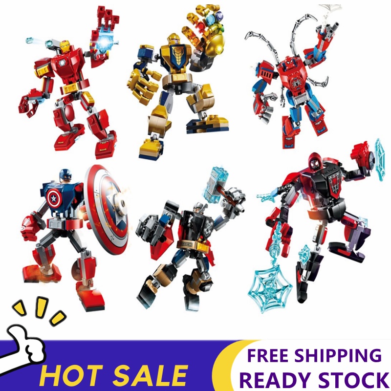 Lego Avengers Spider-Man Captain America Mecha Series Building Block ...