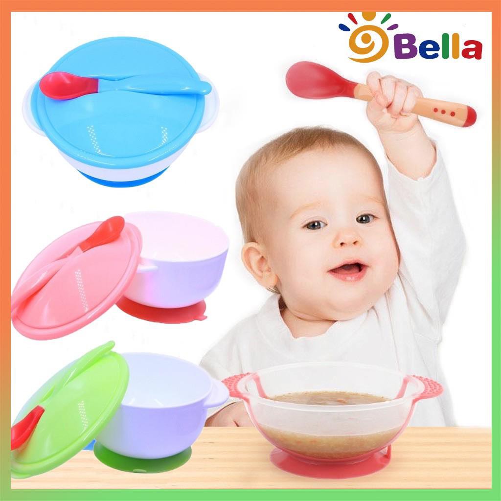 【Available】Baby Toddler Sucker Bowl Set with Spoon Training Eating Bowl ...