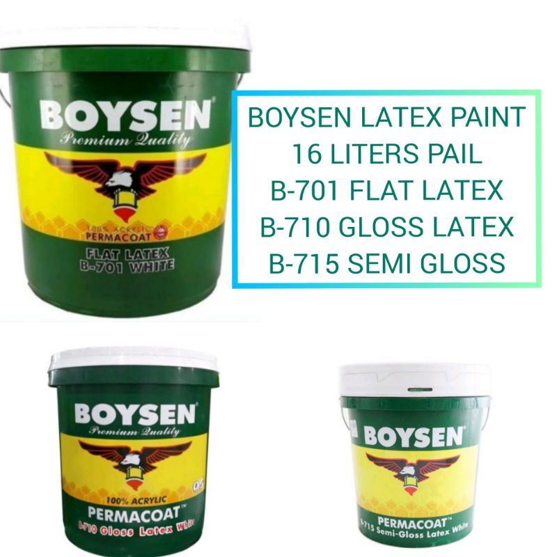 Boysen Permacoat Latex Pail 16L Acrylic 16 liters Semi Gloss Flat Latex