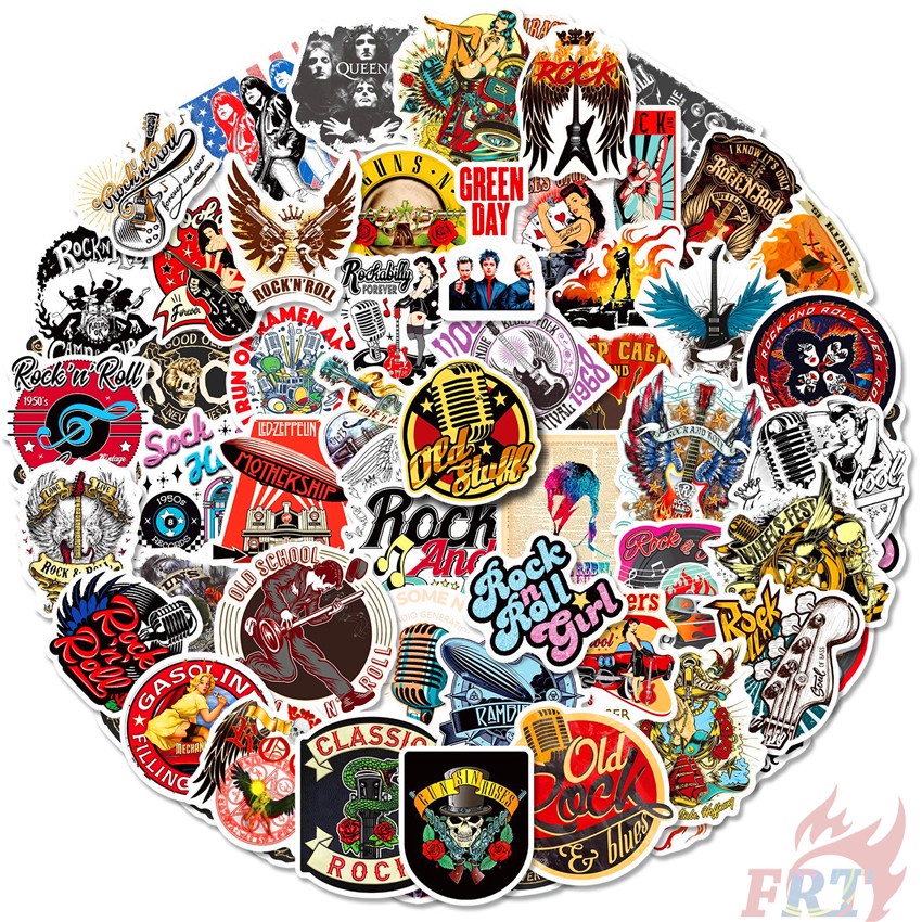 50Pcs/Set Retro Rock n Roll Series 01 Stickers DIY Fashion Waterproof ...