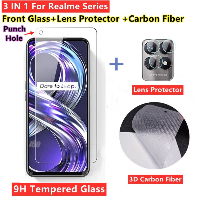 Realme 8i Tempered Glass Screen Protector Realme 5G 7i Pro Full Screen  Cover Camera Lens Protector 3D carbon Fiber Realme 8i Matte Glass Privacy 