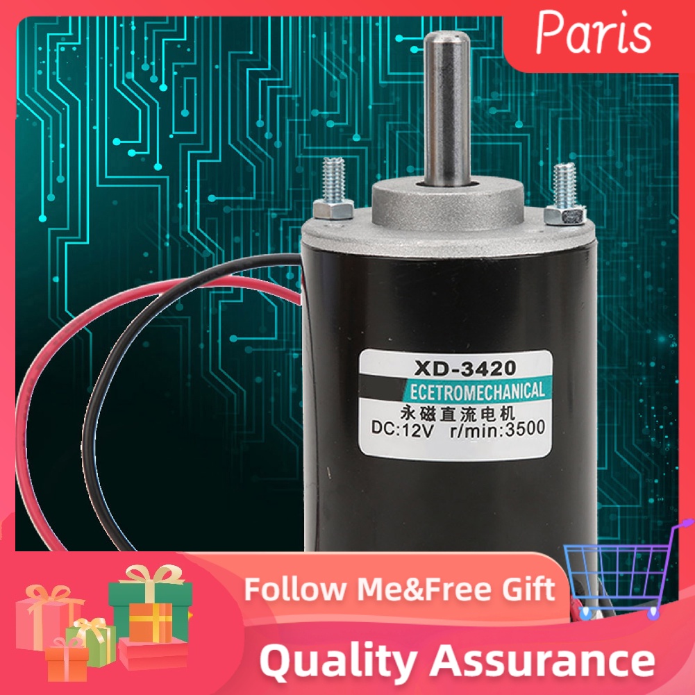 thumbnail image 2 of XD-3420 30W DC Permanent Magnet Motor – 12V/24V, 3500-7000 RPM, 8mm Shaft 2 of 6