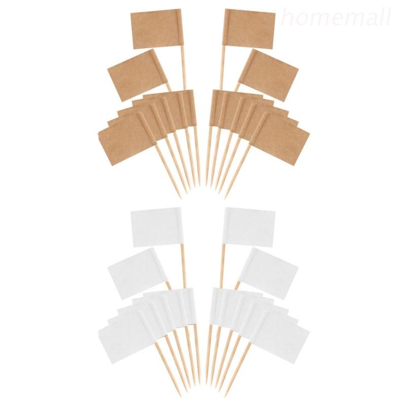 HO 100pcs Blank Toothpick Flags Mini Food Labels Cheese Marker Picks ...
