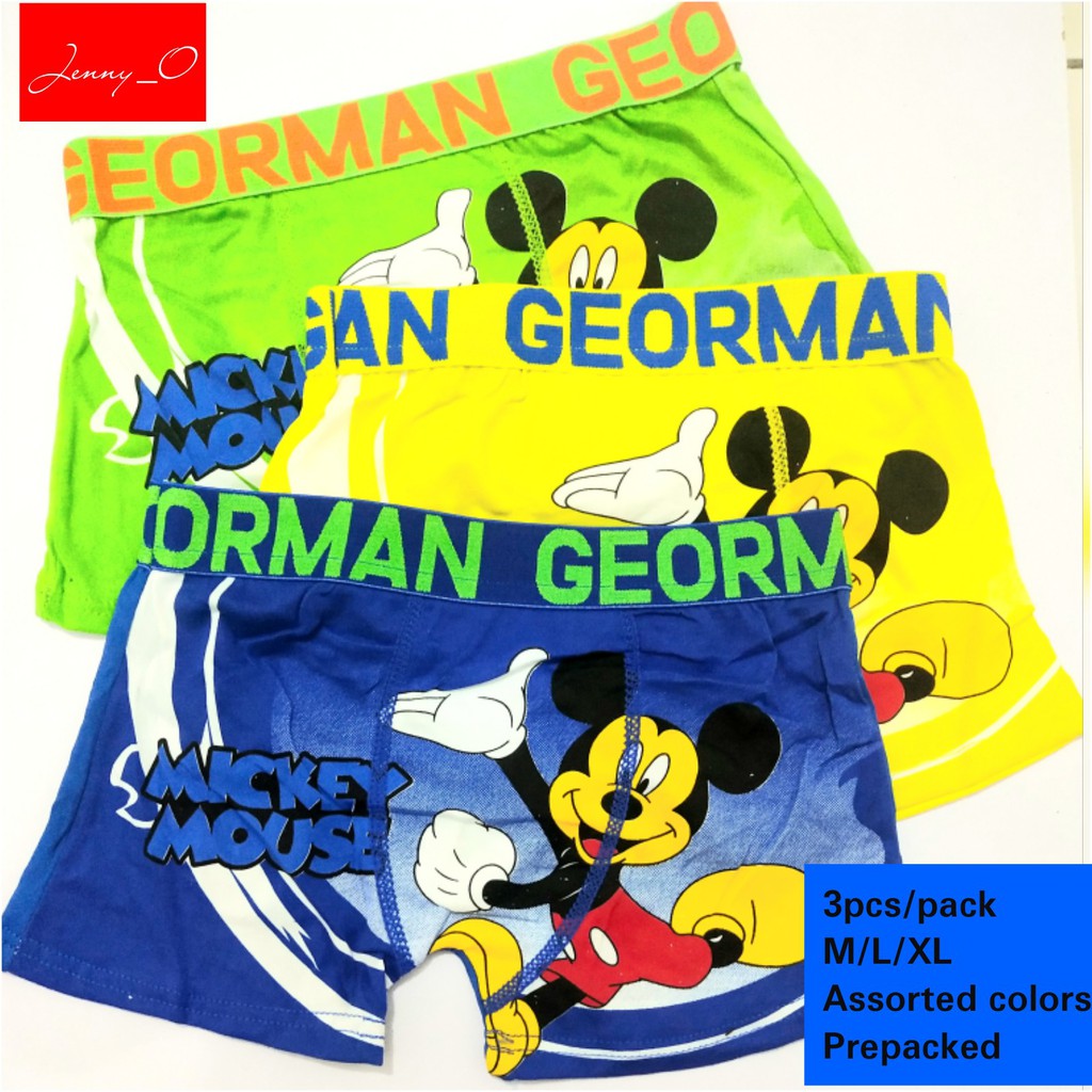 JENNY_O 3pcs/pack Georman Mickey Mouse Boxer Briefs for Boys (210yo