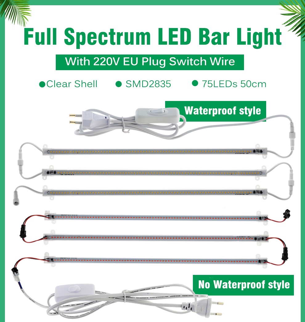 Grow Light 220V Full Spectrum Waterproof LED Bar Light for Plants 50cm ...