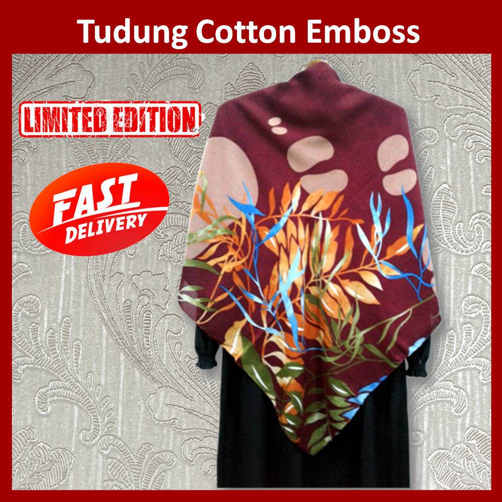Tudung Labuh Bidang 60 Cotton Emboss Maroon Corak Cantik dan Elegan ...