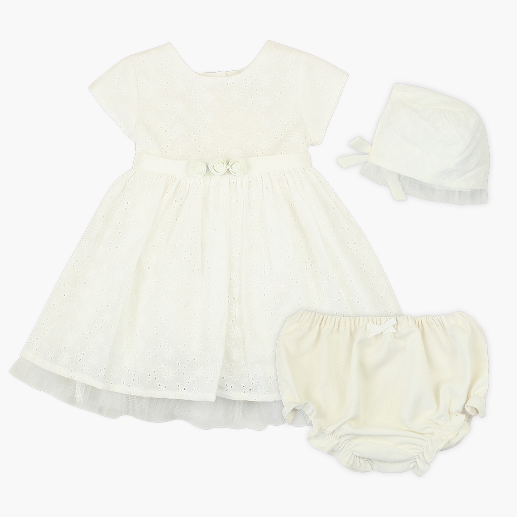 Periwinkle Baby Girls Frey White Baptismal Dress in Complete Set