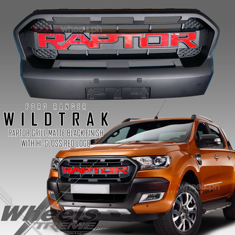 Ford Ranger Wildtrak 2018-2022 Matte Black Front Grille w/ red