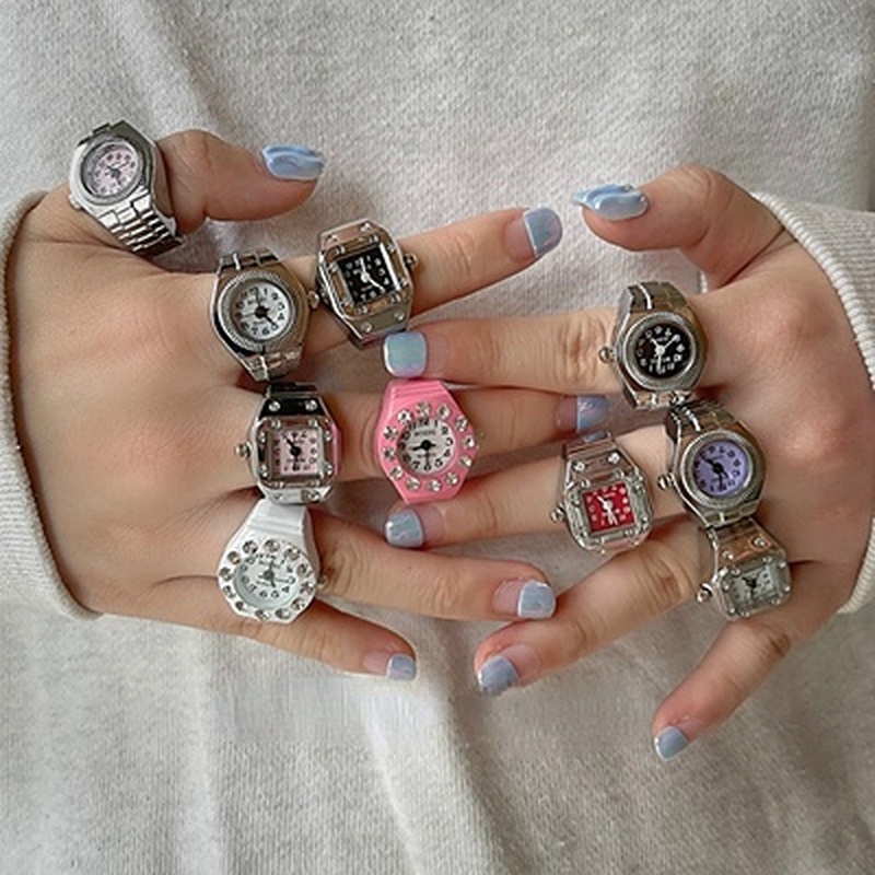 Korean Fashion Mini Cute Punk Metal Quartz Watch Ring / Hip-hop Couple ...