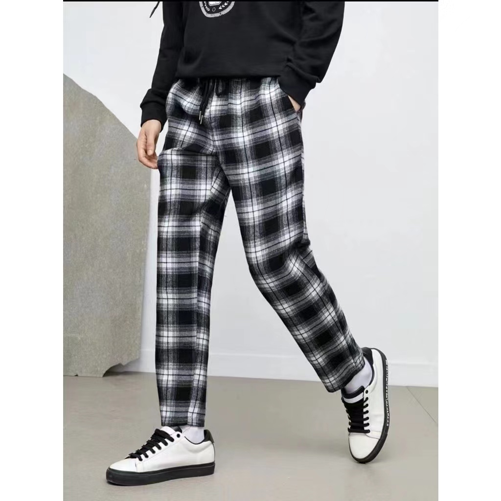 Plaid pants for women/mens Unisex Korean checkered pants for men trendy ...