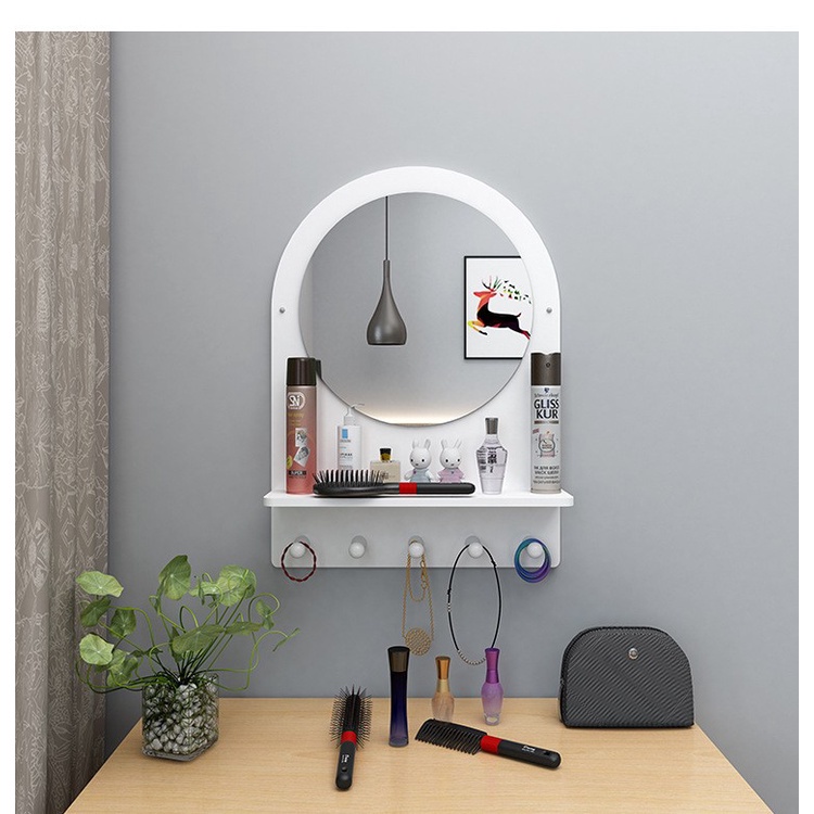Round Vintage Wall Hanging Aesthetic Cosmetic Mirror Rack Vintage ...