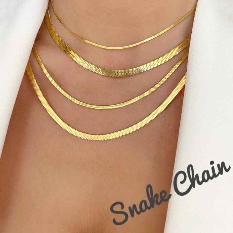 Flat snake chain on sale gold