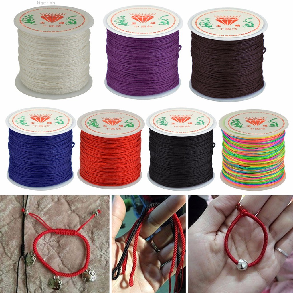Tiger New 0.8mm Nylon Cord Thread Chinese Knot Macrame Rattail Bracelet ...