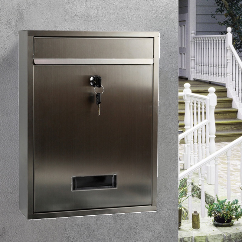 304 stainless steel mailbox household hanging mailbox can be locked ...