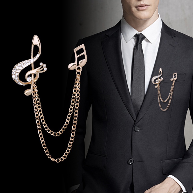 Hot Sell Chain Tassel Note Pin Men s Coat Suit Brooches Collar Brooch Women s Accessories Shopee Philippines