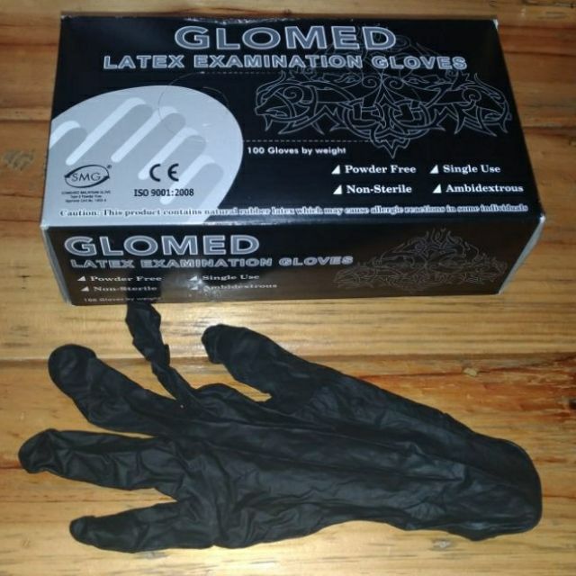 GLOMED Black Latex Gloves (100pcs/box) Shopee Philippines