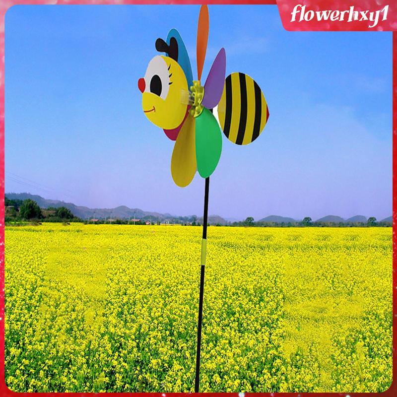 [flowerhxy1] Bee Shaped Windmill 3D Garden Stake Decorations Wind Toys