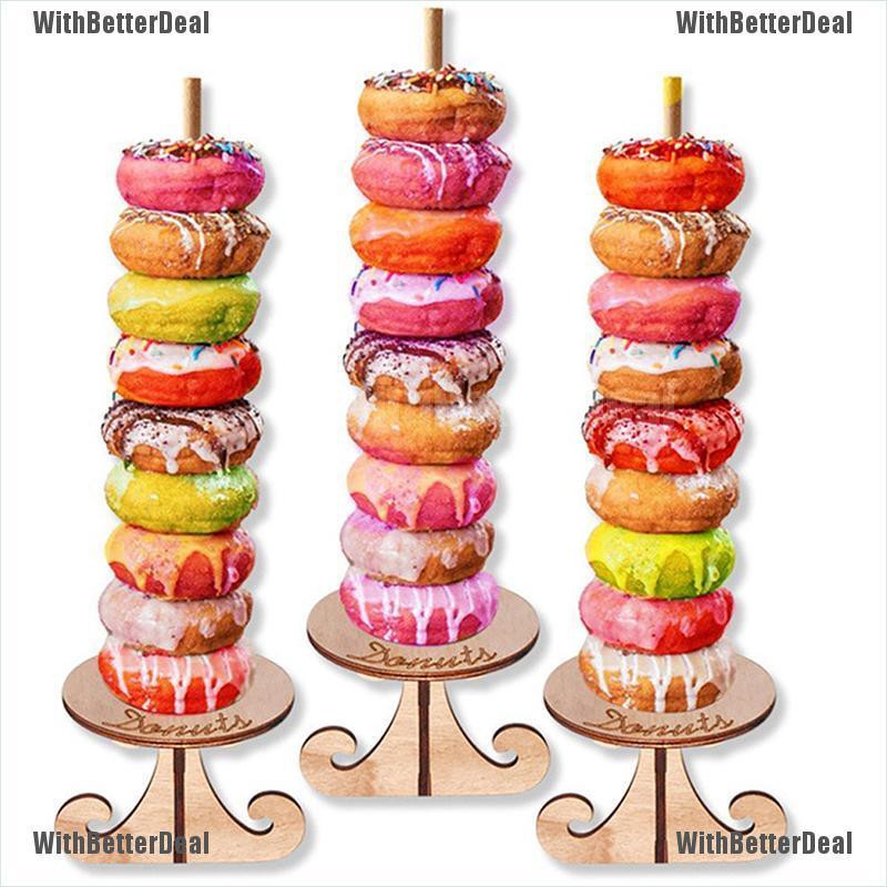 Wooden Donut Display Stand Rack DIY Wall Doughnut Dessert Rack Birthday ...