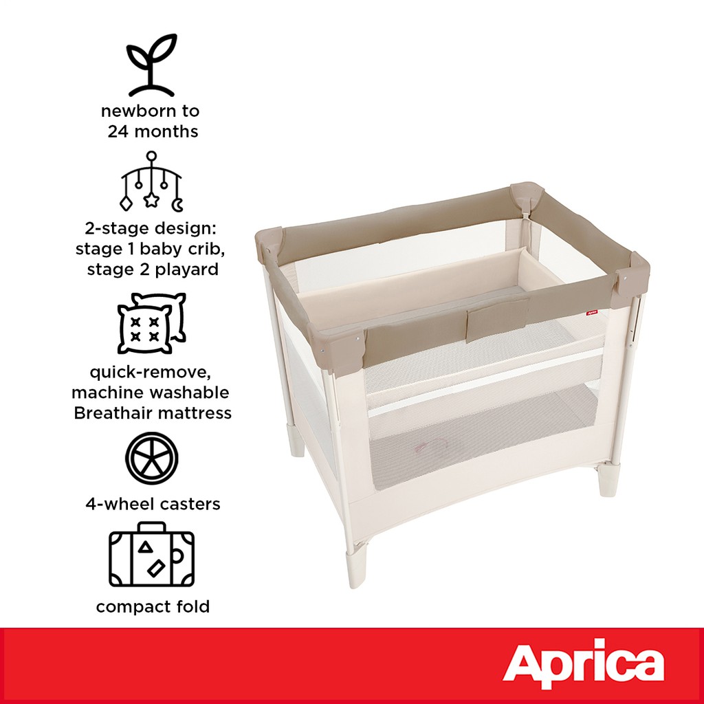 Aprica Coconel Air Plus 0-24m Newborn Crib & Toddler Play Yard