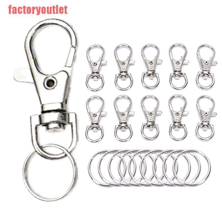 1pc White K Metal Simple Large Ring + 10pcs Key Chain + 1pc Lobster Clasp  Keychain With Large Split Ring