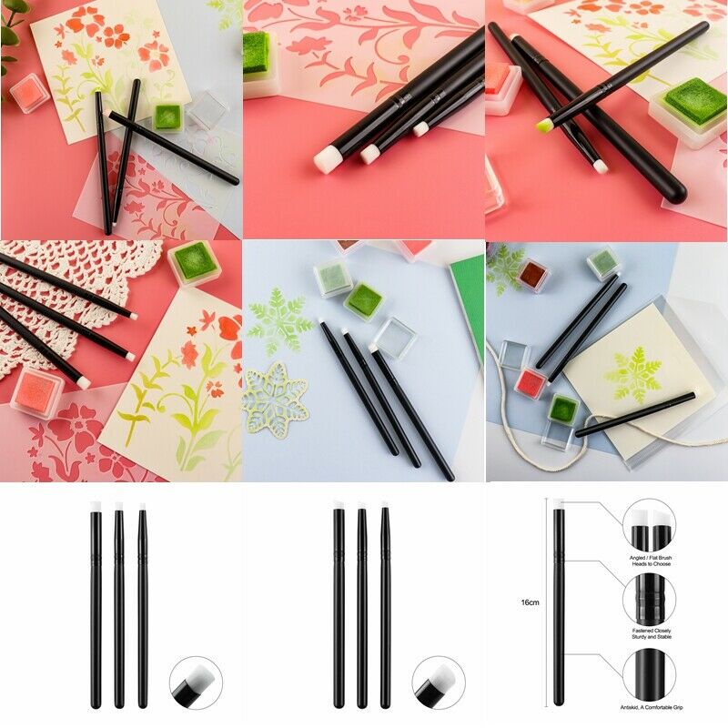 Brush Set 3PCS Mini Ink Paints Mixing Blending Brush Blending ToolsSmooth Blending Ink Painting Small Brushes Hand Tools For DIY Scrapbooking Paper Cards Making Small Blender - Foto 8