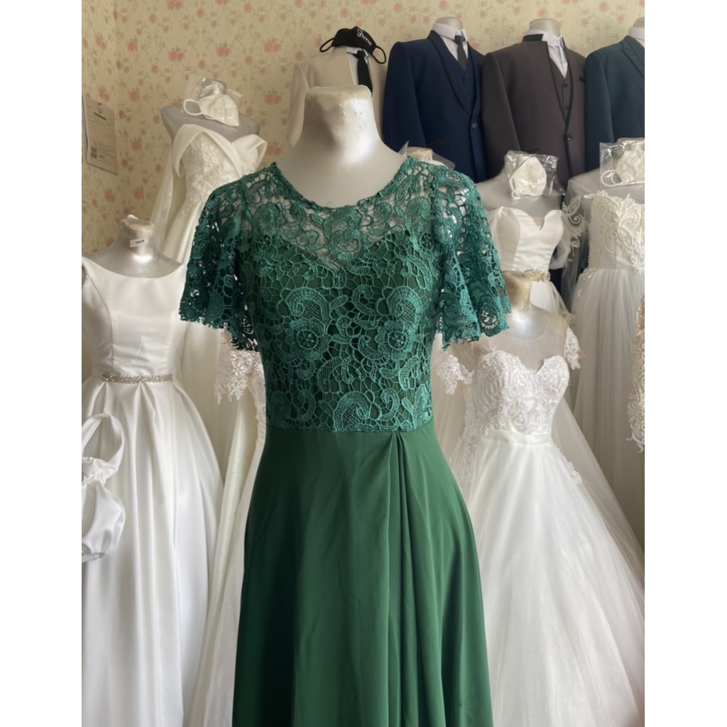 Prada Emerald Green Long Gown 3/4 Sleeves | Shopee Philippines